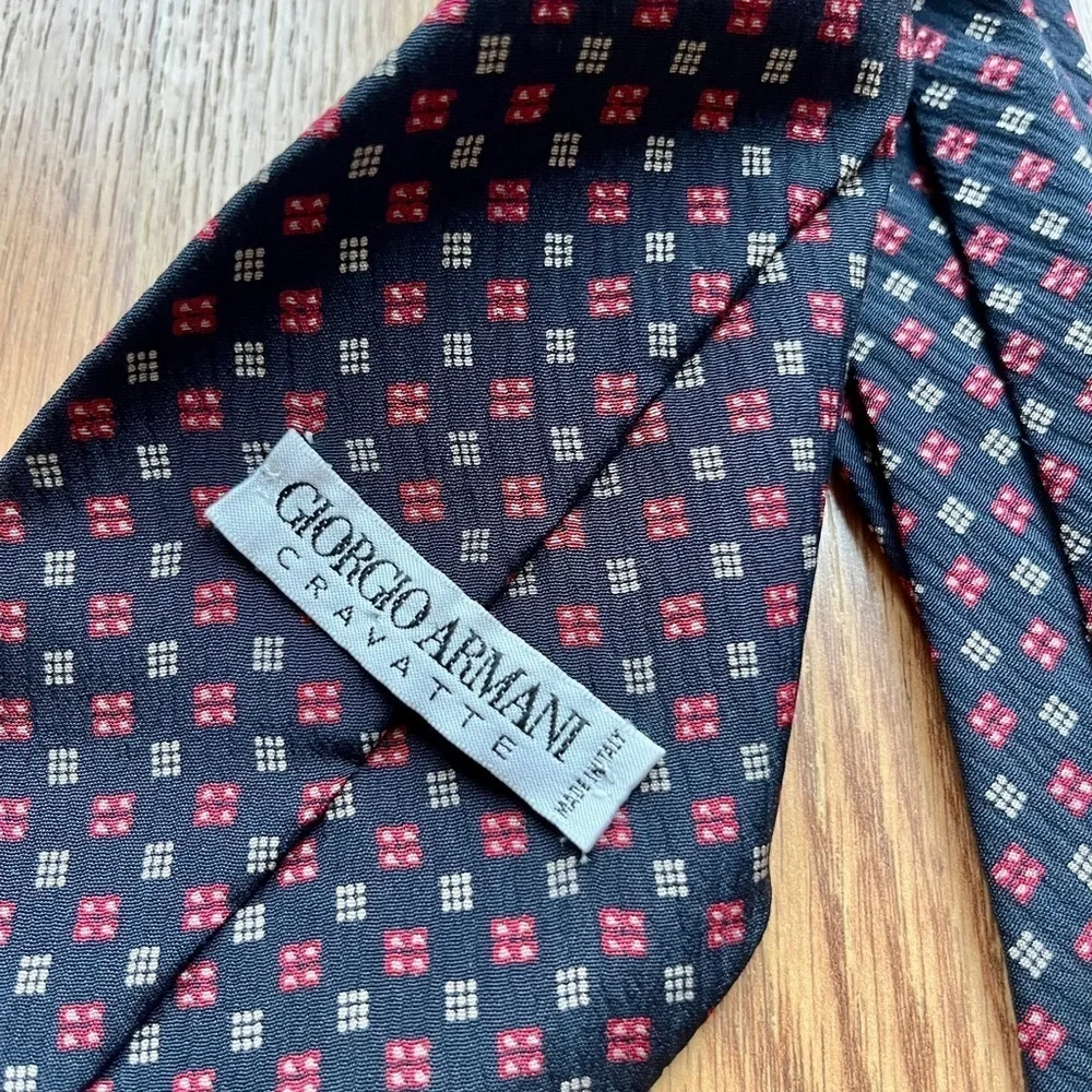Giorgio Armani Cravatte Black Abstract Tie 100% Silk Made In Italy